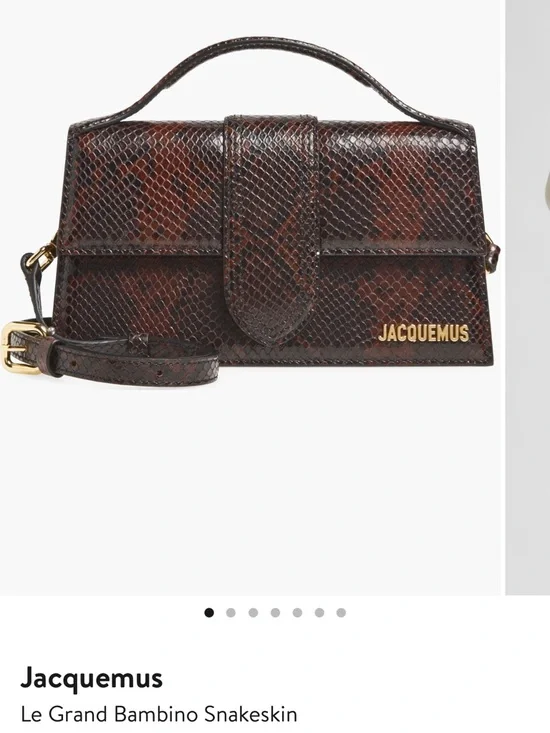 Jacquemus Le Grand Bambino Snakeskin Shoulder Bag in Dark Brown - Picture 2 of 2
